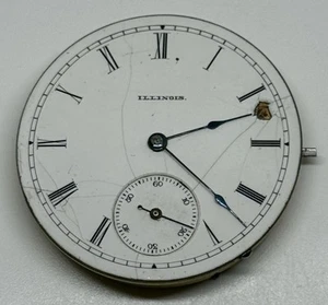 ILLINOIS POCKET WATCH MOVEMENT 6s 1886 11 Jewels Dial is worn /Runs - Picture 1 of 18