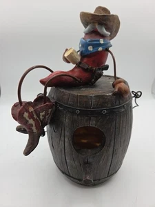 Cowboy Chili Pepper  On Barrel Figurine - Picture 1 of 11