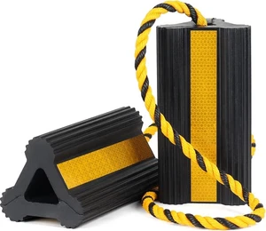Heavy Duty Rubber Wheel Chocks, 1 Pair, Non-Slip Tire Stopper Blocks with... - Picture 1 of 6