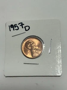 1957-D Lincoln Wheat Cent - Brilliant Red Stempelglanz Denver Mint - Bild 1 von 7