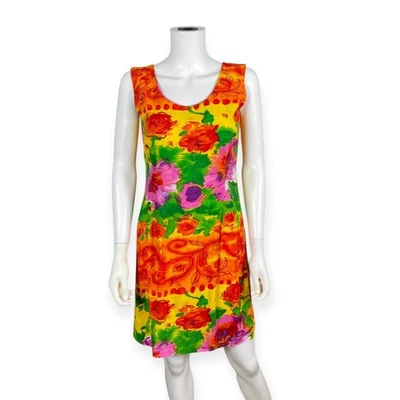 Jams World Women's Vintage Colorful Hawaiian Floral Sleeveless Sheath Dress 9 - Image 1 of 4