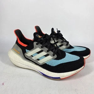 Adidas Ultraboost 21 Black Pulse Aqua Running Athletic Shoes Mens 5 1/2 Womens 7 - Picture 1 of 17