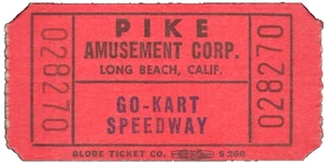2 Vintage 1950s Pike Amusement Park Go-Kart Speedway Tickets - Original NOS - Picture 1 of 1