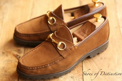 Gucci Marrón Tostado Gamuza Latón Broca Suela Zapatos Mocasines Para Hombres Reino Unido 9.5 EE. UU. 10.5 Foto 1 de 4