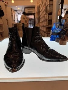 ACNE Studios Womens Black patent Leather Ankle Boot Size 40 - Picture 1 of 7
