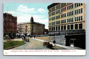 Vintage 1907 Binghamton NY Arlington Hotel Moon Block Postcard Germany - Picture 1 of 2