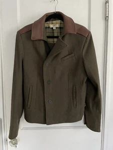 CPT By COCKPIT USA Vintage MEDIUM Green Wool Brown Leather Jacket RN 114345 - Picture 1 of 10