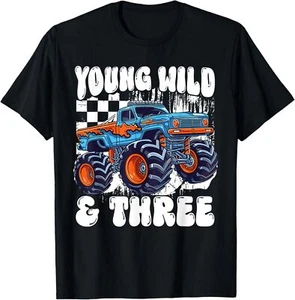 3rd Birthday Monster Truck Wild And Three 3 Year Old T-Shirt - Picture 1 of 5