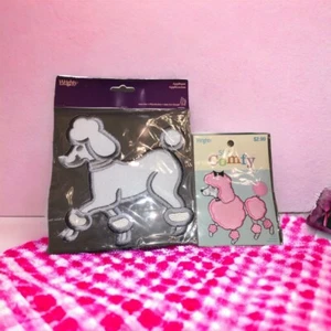 Wright's POODLE DOGS Fabric Applique Patch BRAND NEW~Large White & Small Pink - Picture 1 of 6