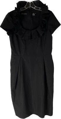 Dana Buchman Size 10 Black Silk Blend Short Sleeve Knee Length Dress Cocktail - Image 1 of 4