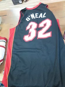 ONEAL jersey 32 NBA AUTHENTIC XL +2 Rbk MENS Heat Black SHIRT - Picture 1 of 11