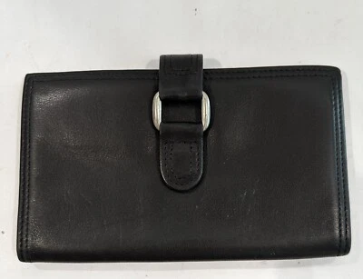 Cartera Kenneth Cole Doble Pliegue Pasaporte Cierre a Presión Cuero Negro Nueva Sin Etiquetas Foto 1 de 4