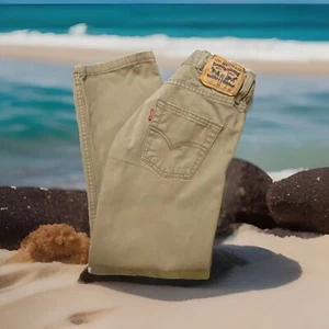 VTG Levi’s 514 Straight Denim Boys Sz 8 Reg 24x22”Beige Elastic Waste Line Egypt - Picture 1 of 14