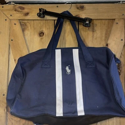 Bolso grande Lauren Ralph Polo de lona para fines de semana en azul/blanco Foto 1 de 4