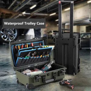 22 inch Large Waterproof Storage Box with Pockets Trolley Toolbox Security Case - Picture 1 of 13