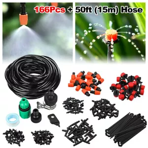 166x 15M/50FT DIY Drip Irrigation Kit System Hose Drippers Garden Plant Watering - Picture 1 of 8