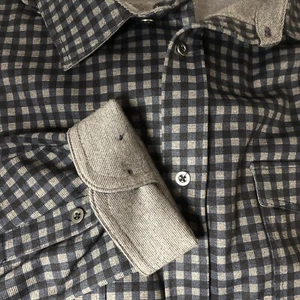 Camisa con botones Johnston & Murphy para hombre azul XL azul gris guinga manga larga - Imagen 1 de 11