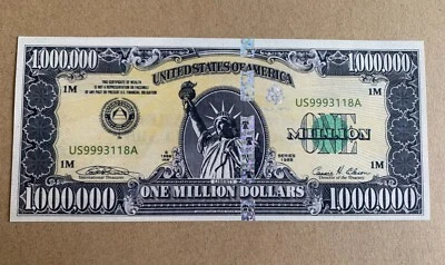 1 MILLION DOLLARS - USA Fantasy Banknote 1988 -1,000,000 USD superb  Note - Image 1 of 2