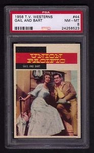 1958 TV WESTERNS CARD #44 UNION PACIFIC GAIL AND BART PSA 8 NM-MT - Picture 1 of 2