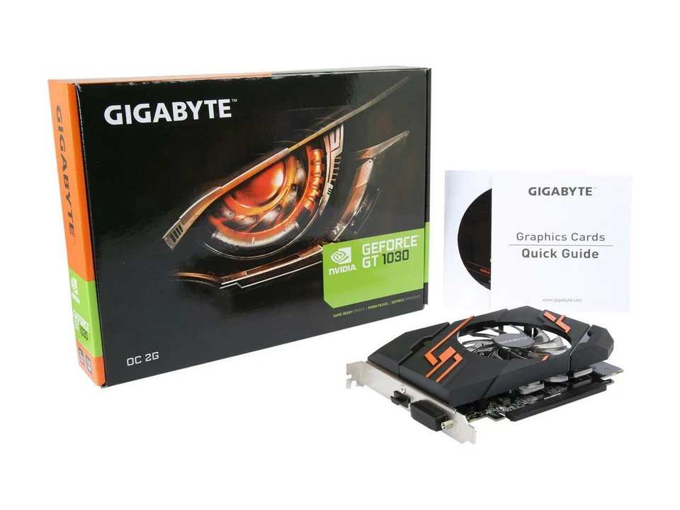 NEW Gigabyte Geforce GT1030 2GB GDDR5 GV-N1030OC-2GI PCI-E Video Card DVI HDMI - Image 1 of 4
