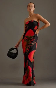 Anthropologie PREMIUM DESIGNER LONG STRAPLESS DRESS - ROSE PATTE Size UK 10 £148 - Picture 1 of 5