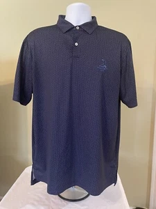 Men’s Navy Pattern Golf Polo Shirt Mens Size Medium Logo Pinehurst Country Club - Picture 1 of 8