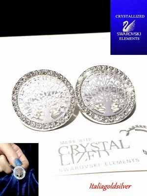 Orecchini Donna Albero della Vita SWAROVSKI ORIGINALI Argento Cristalli Gioielli - Immagine 1 di 4