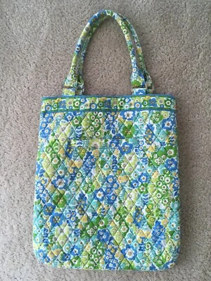 Cartera/Tote Vera Bradley "Prado Inglés" Azul/Verde Floral Acolchado Algodón Excelente Estado Foto 1 de 3