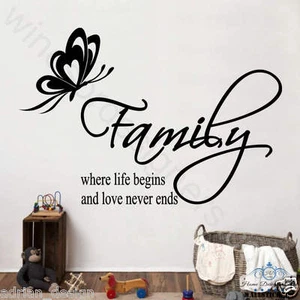 FAMILIA donde comienza la vida... Pegatina de arte de pared grande diseño decoración COTIZACIÓN - Imagen 1 de 4
