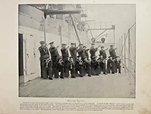 1898 Vintage Illustration Revolver Practice on Battleship Maine Spanish War - Picture 1 of 2