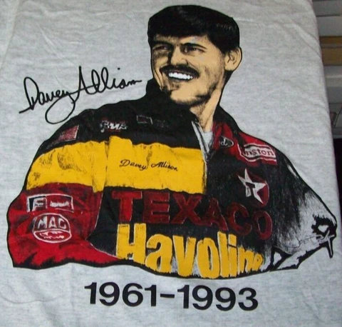 DAVEY ALLISON #28 TEXACO 1961-1993 GRAY VINTAGE NASCAR RACING SHIRT ADULT XL Cover