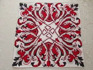 Vintage Novedad Hankie Moderno Diseño Geométrico Remolino en Rojo, Negro, Gris - Imagen 1 de 6