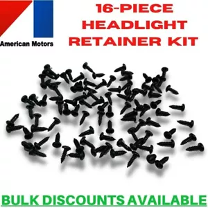 1968-1980 AMC AMX Headlight Trim Ring Retainer Bucket Screws BLACK NOS - Bild 1 von 1
