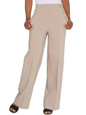 Pantalón LISA RINNA Talla 10 Cintura Alta Pierna Ancha LIGHT MOCHA Foto 1 de 2