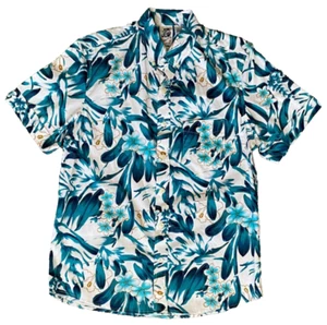 Kennington Hawaiian Shirt-Blue-Floral-Pocket-NWT - Picture 1 of 6