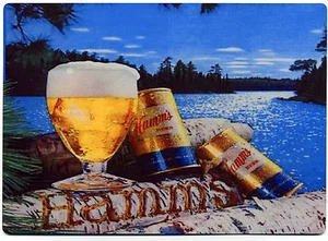 Reimpresión de anuncio vintage de cerveza Hamm's - imán grande de metal para nevera - lago - Imagen 1 de 1