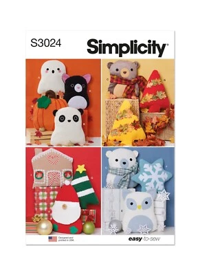 SIMPLICITY 3024 SEASONAL THROW PILLOWS Sewing Pattern Skill: VERY EASY - Image 1 of 4