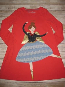 Mini Boden Girls 7 8 Pink Angel Ballerina Long Sleeve Tunic Big Applique Dress - Picture 1 of 5