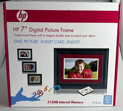 HP 7" Digital Solid Wood Digital Picture Frame With Remote df780a2 512MB Memory - Image 1 of 4