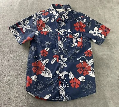 Old Navy Boys Hawaiian Shirt L 10-12 Blue Aloha Floral 1974 Longboard Classic - Image 1 of 4