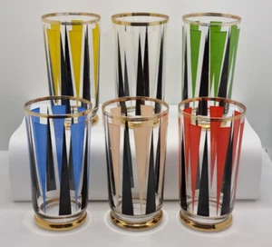 6 vasos arlequín vintage con borde dorado Art Deco retro muy raros - Imagen 1 de 22