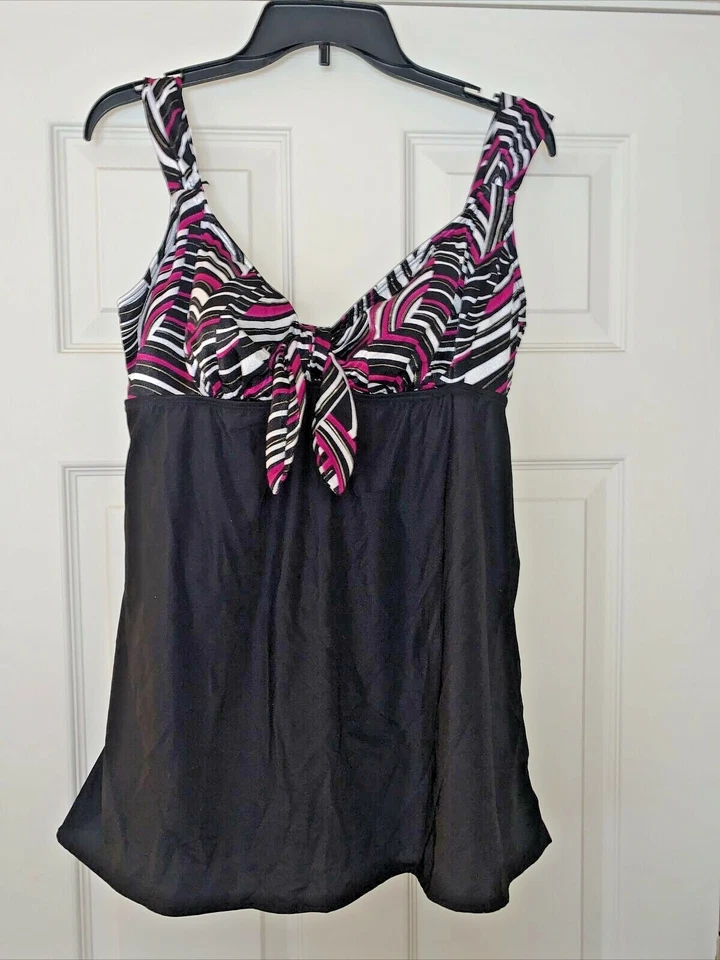 Traje de baño bikini Tankini LONGITUDE rosa caliente cebra sobre negro de una pieza 16❤️tb46 Foto 1 de 4