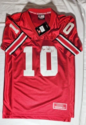 Camiseta deportiva #10 autografiada/firmada de Ohio State Troy Smith - Coliseo nueva con etiquetas, juvenil grande Foto 1 de 4