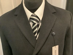 Gentlemen’s Black Overcoat By Kenneth Cole Reaction Wool Mix Size 40R New - Picture 1 of 13