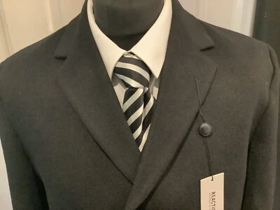 Gentlemen’s Black Overcoat By  Kenneth Cole Reaction Wool Mix Size 40R New - Image 1 of 4