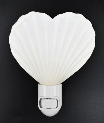 Seashell Luz Nocturna Corazón Vieira Concha Decorativa Decoración Playa 4" Interruptor de Encendido/Apagado Foto 1 de 2