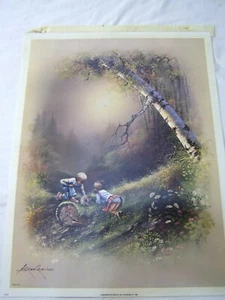 BERNARD PICTURE COMPANY Print Boy and Girl Signed 1981 - Picture 1 of 9