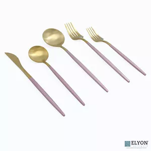 20 Stück Matt Gold Rosa Besteck Set Rosa Dünne Griffe Service für 4 - Bild 1 von 7