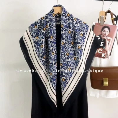 Sallys 100% Boiled Wool Shawl Paisley Print Square Thin Delicate Stole Scarf 39" - Image 1 of 4