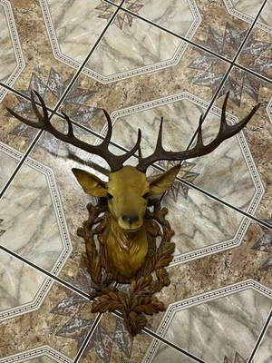 Vintage Wandzierung Hirschkopf Hirsch mit Geweih Kunststoff Deko  - Bild 1 von 4